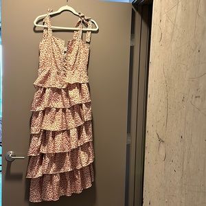 Tiered Animal Print Midi Dress